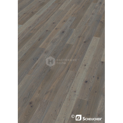 Паркетная доска Scheucher Parkett Woodflor 140 Valletta 20268 Дуб Старый Кантри Юра брашированный под натуральным маслом однополосный, 2200*140*14 мм