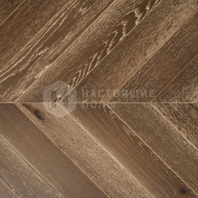 Паркет Французская елка Tarwood Дуб Молочный Шоколад Рустик брашированный уф-масло, 585*120*14 мм