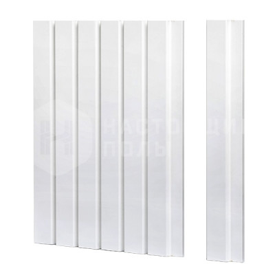 Реечная стеновая панель МДФ Ликорн окрашенная эмалью белая, 65*16*2800 мм