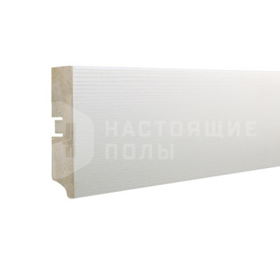 Белый плинтус SmartProfile Paint 3D wood 60 фактурный под покраску, 2400*60*16 мм
