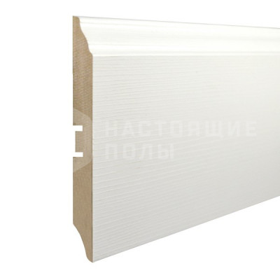 Белый плинтус SmartProfile Paint 3D wood 120В фактурный под покраску, 2400*120*16 мм