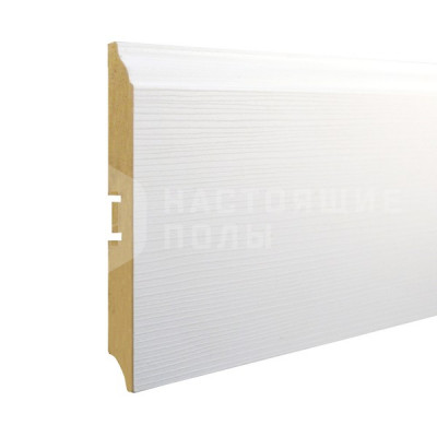 Белый плинтус SmartProfile Paint 3D wood 116D фактурный под покраску, 2400*116*16 мм