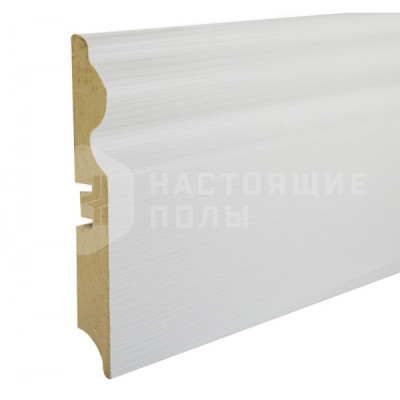 Белый плинтус SmartProfile Paint 3D wood 116 фактурный под покраску, 2400*116*16 мм