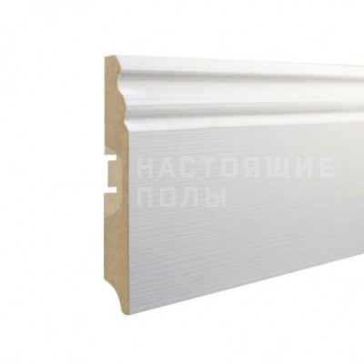 Белый плинтус SmartProfile Paint 3D wood 100E фактурный под покраску, 2400*100*16 мм