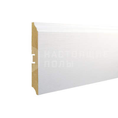 Белый плинтус SmartProfile Paint 3D wood 100B фактурный под покраску, 2400*100*16 мм