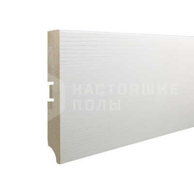 Белый плинтус SmartProfile Paint 3D wood 100A фактурный под покраску, 2400*100*16 мм