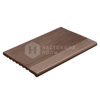 Ступень для террасной доски из ДПК Harvex Шоколад, 3000*348*22 мм