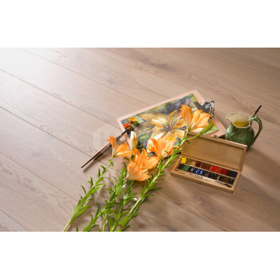 Паркетная доска Coswick Авторская коллекция 1161-7531 Дуб Титановый Буфф Черектер шелковое масло ультраматовое, 600-2100*190*15 мм