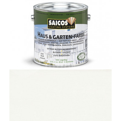 Краска непрозрачная для наружних работ на основе масел Saicos Haus&Garten-Farbe 2001 белый (0.75л)