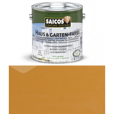 Краска непрозрачная для наружних работ на основе масел Saicos Haus&Garten-Farbe 2110 желтая ель (0.75л)