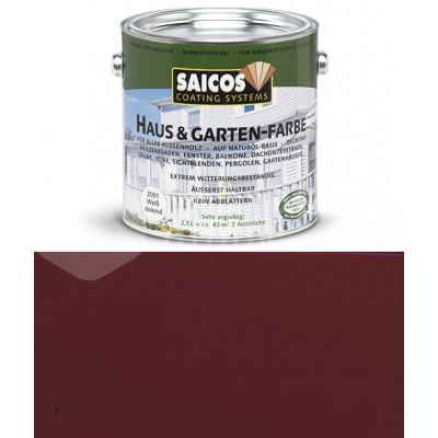 Краска непрозрачная для наружних работ на основе масел Saicos Haus&Garten-Farbe 2310 бордо (2.5л)