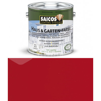 Краска непрозрачная для наружних работ на основе масел Saicos Haus&Garten-Farbe 2320 рубиново-красный (0.75л)