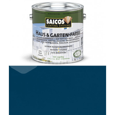 Краска непрозрачная для наружних работ на основе масел Saicos Haus&Garten-Farbe 2510 королевский синий (0.75л)