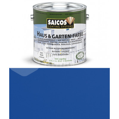 Краска непрозрачная для наружних работ на основе масел Saicos Haus&Garten-Farbe 2520 голубая лазурь (0.75л)