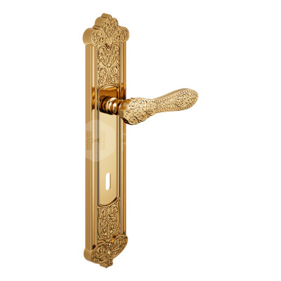 Дверная ручка на планке с отверстием под ключ буратино dnd Fiorenza 519P ORO