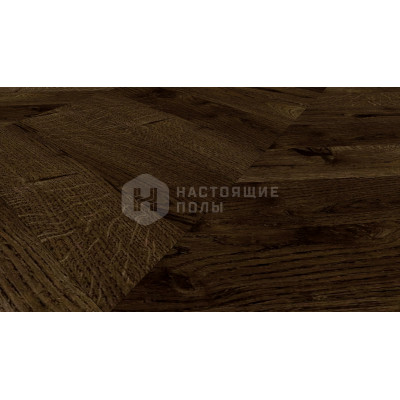 Паркет Французская елка Hajnowka Дуб Fume R Рустик брашированный, 15*145*600 мм