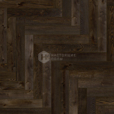 Паркет классическая елка Hajnowka DUO Дуб Abruzia Рустик брашированный, 15*145*600 мм
