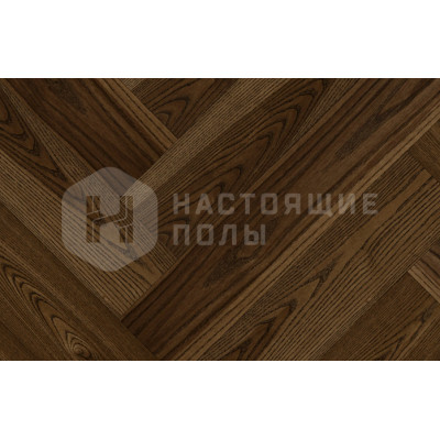 Паркет классическая елочка Hajnowka DUO Ясень Mocca Натур гладкая поверхность, 15*125*600 мм