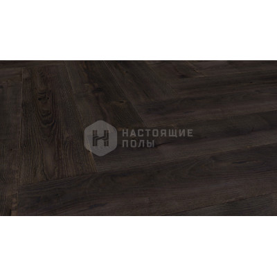 Паркет классическая елочка Hajnowka DUO Дуб Kletna Селект копченый брашированный, 600*145*15 мм