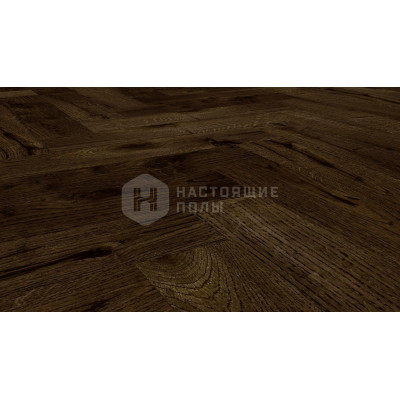 Паркет классическая елка Hajnowka DUO Дуб Fume Select брашированный, 600*145*15 мм