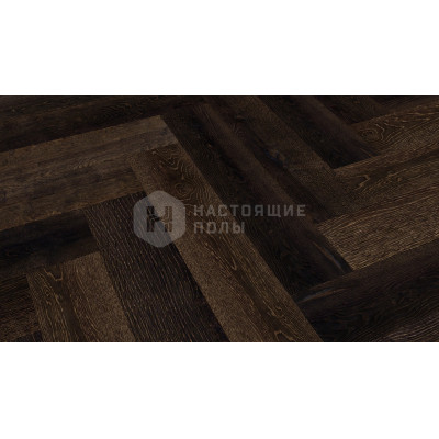 Паркет классическая елка Hajnowka DUO Дуб Hajduki Стандарт обожженный искусственно состаренный, 600*145*15 мм