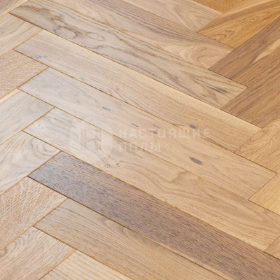 Паркет английская елка Lab Arte Дуб Рустик 1015 лак, 700*90*15 мм