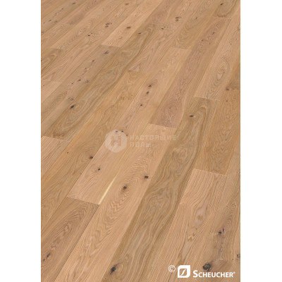 Паркетная доска Scheucher Parkett Woodflor 222|2400 Valletta 39845 Дуб Перла Кантри брашированный под натуральным маслом однополосный, 2400*222*14 мм