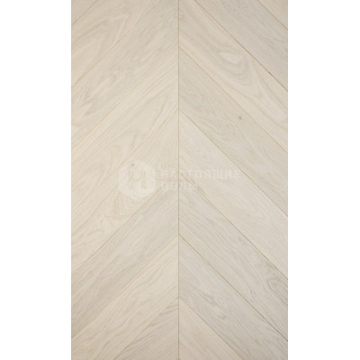 Паркет Елочка Esta Parket Chevron 25002 Ясень Frost Ivory Pores Elegant, легко брашированный под матовым лаком, 532*120*14 мм