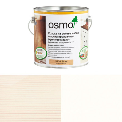 Цветное декоративное масло Osmo Dekorwachs Intensive Tone 3186 Белый матовый (0.18л)