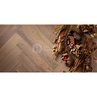 Паркет Coswick елочка Американский орех 1322-3510-30 Орех Туманный рассвет 1 Натур шелковое масло ультраматовое, 635*127*19.05 мм