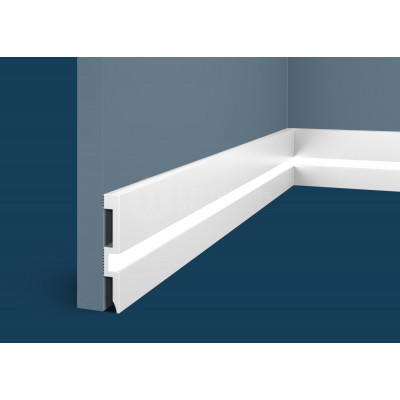 Белый плинтус Cosca Decor PX059 под покраску, 2000*80*12 мм