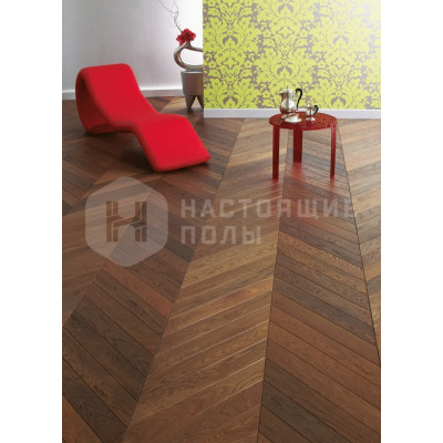 Паркет французская елочка Design Parquet Loft Pro Chevron Дуб Эспрессо Прайм-Бис под матовым лаком, 500*86*15 мм