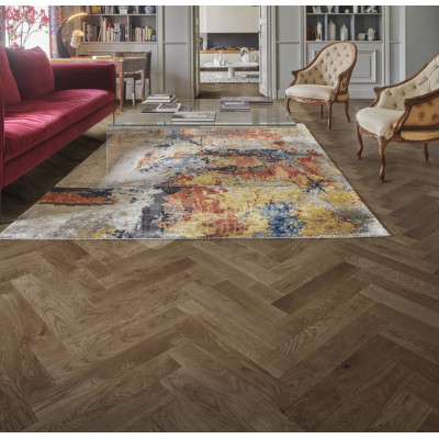 Паркет Елочка Design Parquet Loft Pro Дуб Гауссман Рустик брашированный под полуматовым лаком, 500*90*16 мм