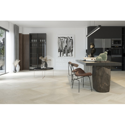 Кварцевый SPC паркет елочка Quartz Parquet 33-408 Дуб Песочный, 635*127*5 мм