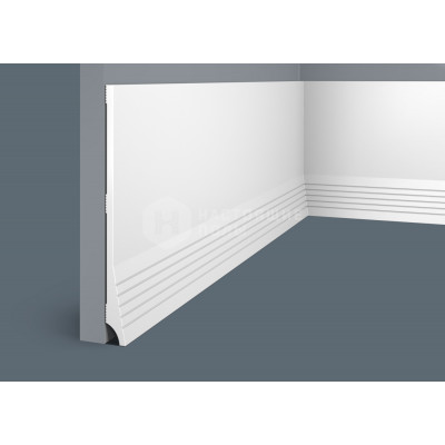 Белый плинтус Cosca Decor PX036 под покраску, 2000*184*16 мм