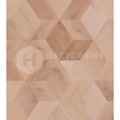 Мозаичный паркет Coswick Ромб Натуральная палитра 1197-1831-10 Дуб Титановый буфф Селект энд Бэттер шелковое масло, 220*190*15 мм