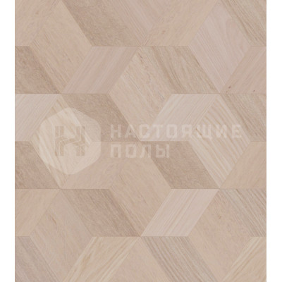 Мозаичный паркет Coswick Ромб Белые ночи 1197-3842-20 Дуб Акварельный белый рустикальный 1 Коммон шелковое масло ультраматовое, 220*190*15 мм