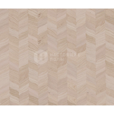 Паркет Елочка Coswick Белые ночи 1186-1842-10 Дуб Акварельный белый Чайный лист Селект энд Бэттер шелковое масло ультраматовое, 350*190*19.05 мм