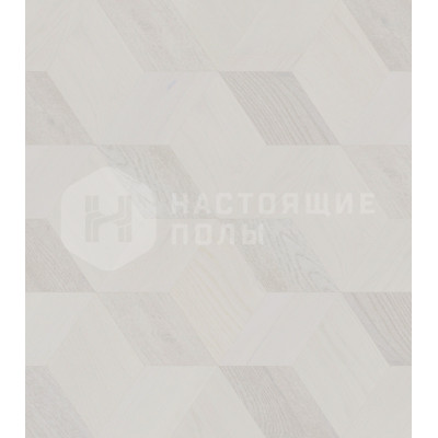 Мозаичный паркет Coswick Ромб Белые ночи 1197-1888-10 Дуб Кристально белый Селект энд Бэттер шелковое масло ультраматовое, 220*190*15 мм
