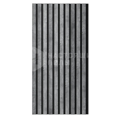 Гибкая акустическая панель Artiva N2 Бетон, черный войлок 1200*600*9 мм, рейки 40*6 мм