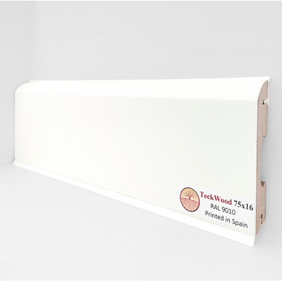 Ламинированный плинтус TeckWood RAL 9010, 2150*75*16 мм