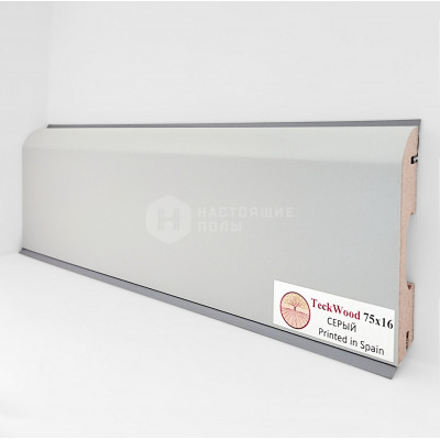 Ламинированный плинтус TeckWood Серый, 2150*75*16 мм