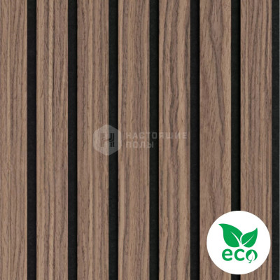 Акустическая панель Ликорн на черном войлоке, Орех Американский, 2800*300*9 мм