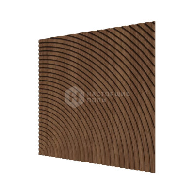 Стеновая панель МДФ Ликорн Орех Темный с узором Круги, 500*500*8 мм