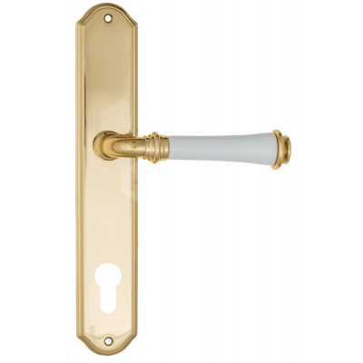 Дверная ручка Fratelli Cattini Gracia Ceramica Bianco FCT1131 CYL PL02-OLV полированная латунь