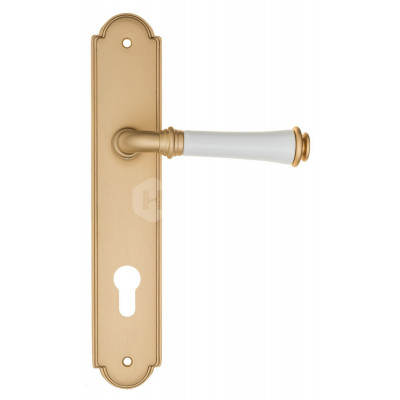 Дверная ручка Fratelli Cattini Gracia Ceramica Bianco FCT1404 CYL PL257-BS матовая латунь