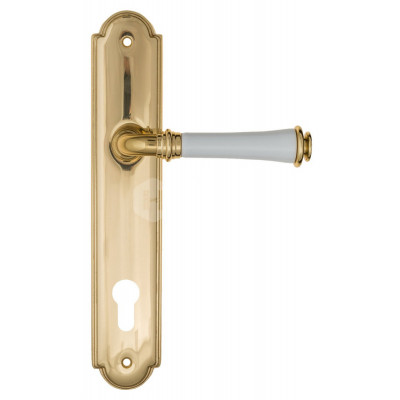 Дверная ручка Fratelli Cattini Gracia Ceramica Bianco FCT1134 CYL PL257-OLV полированная латунь