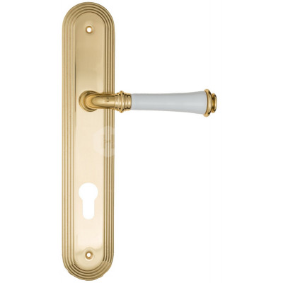 Дверная ручка Fratelli Cattini Gracia Ceramica Bianco FCT1137 CYL PL288-OLV полированная латунь