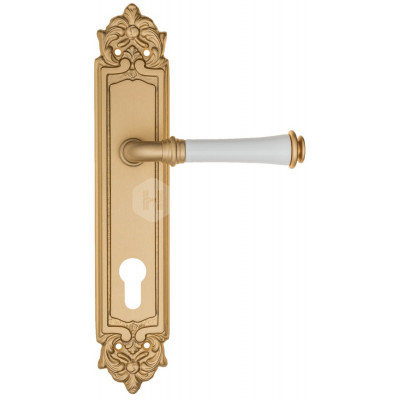 Дверная ручка Fratelli Cattini Gracia Ceramica Bianco FCT1406 CYL PL96-BS матовая латунь