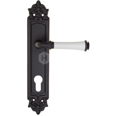 Дверная ручка Fratelli Cattini Gracia Ceramica Bianco FCT1115 CYL PL96-NM матовый черный Дверная ручка Fratelli Cattini Gracia Ceramica Bianco FCT1115 CYL PL96-NM матовый черный
